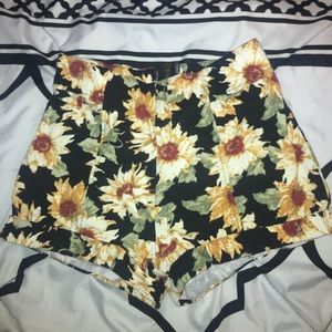 Pacsun High waisted zip up sunflower shorts