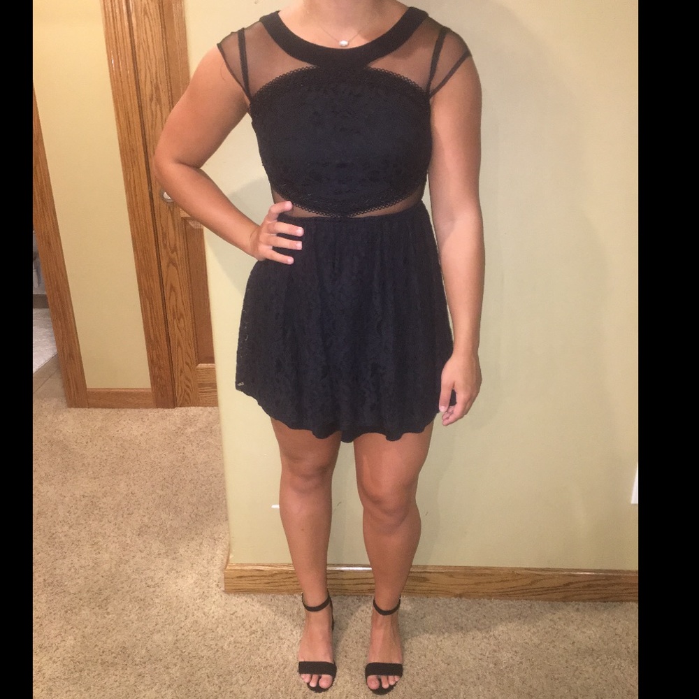 Black lacy mesh cutout dress!