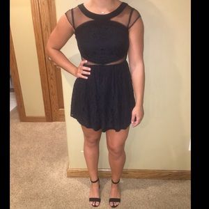 Black lacy mesh cutout dress!