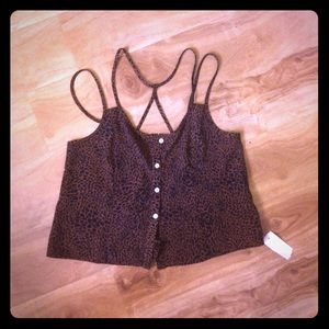 Leopard Print Button Up Crop Tank
