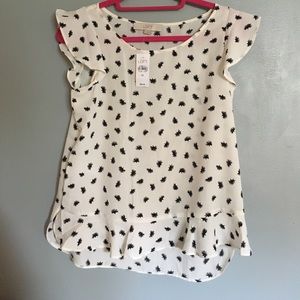 Black and White Ruffle Blouse