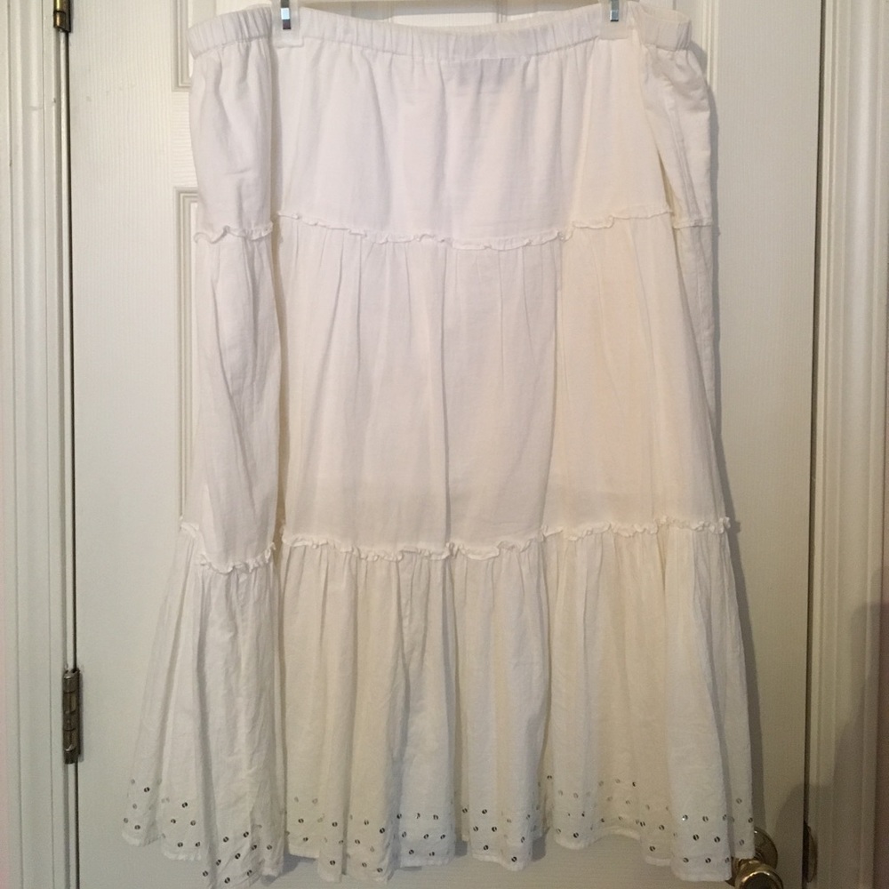3X White Linen Peasant Skirt ✨Vintage✨