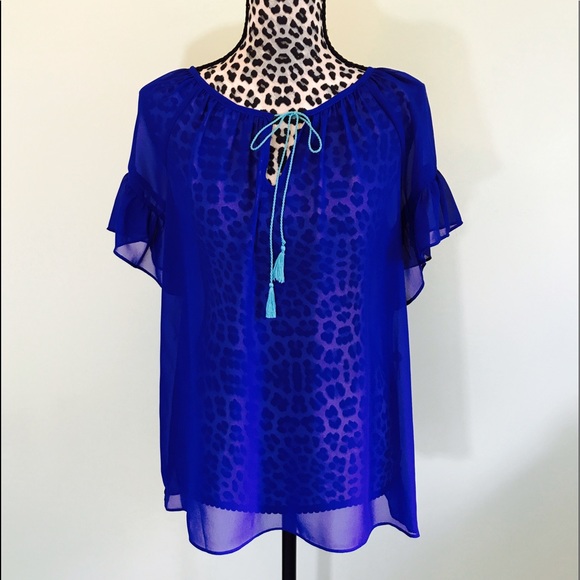 Milly Tops - 🆕💙NWT Milly blue sheer peasant blouse