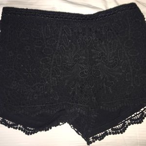 black laced shorts