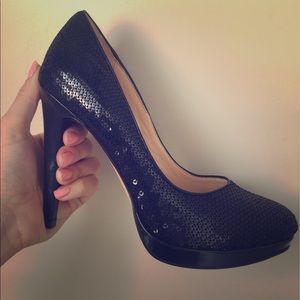 Cole Haan Sequin Pumps, Black, Nike Air Soles