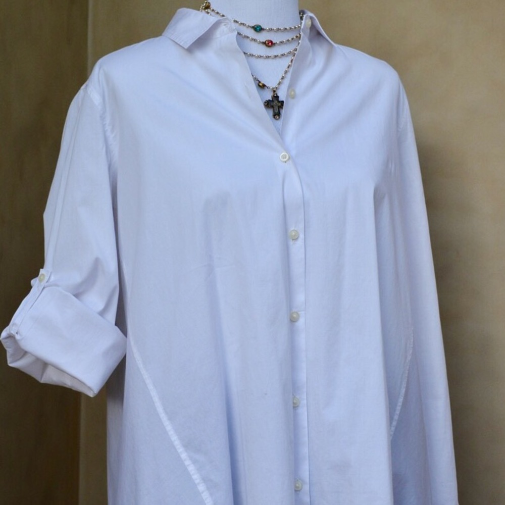 🎉SALE!🎉Crisp White Shirt A-Line Long Sleeve EUC - Picture 5 of 8