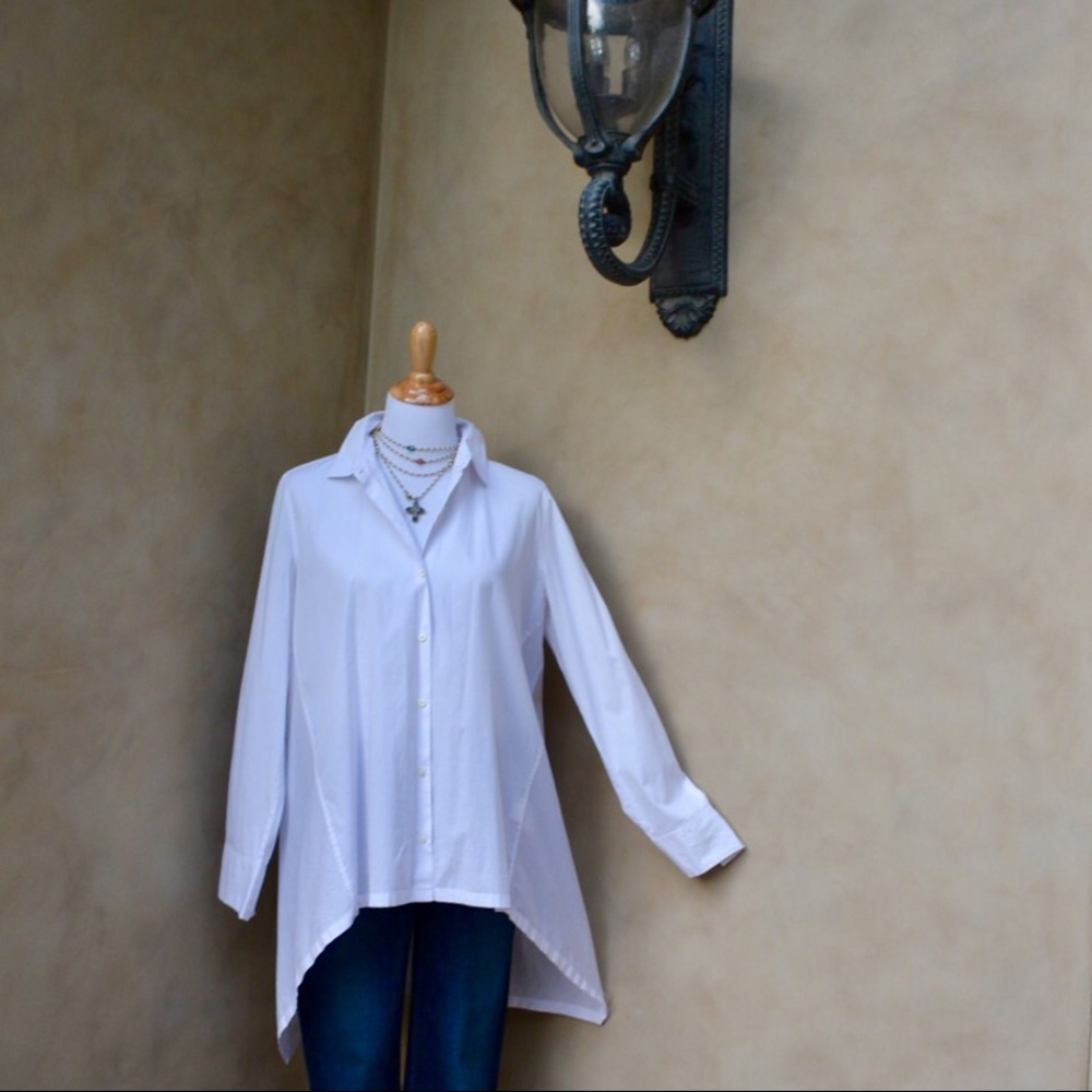 🎉SALE!🎉Crisp White Shirt A-Line Long Sleeve EUC - Picture 3 of 8