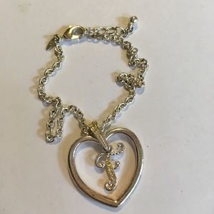Jewelry - Silver Initial Bracelet Rhinestone Studded Letter Jewelry - Silver Initial Bracelet Rhinestone Studded Letter