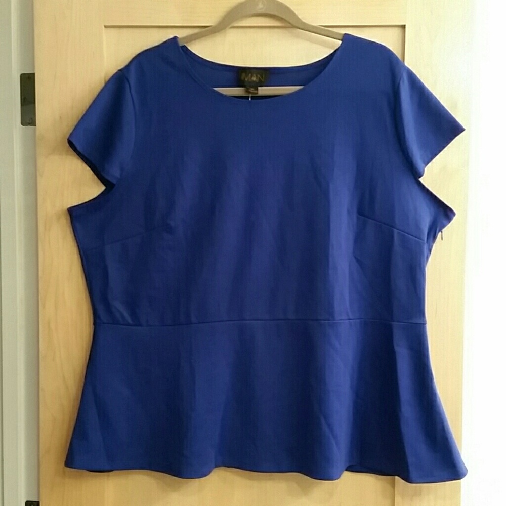Iman Global Chic peplum top 3X in cobalt blue
