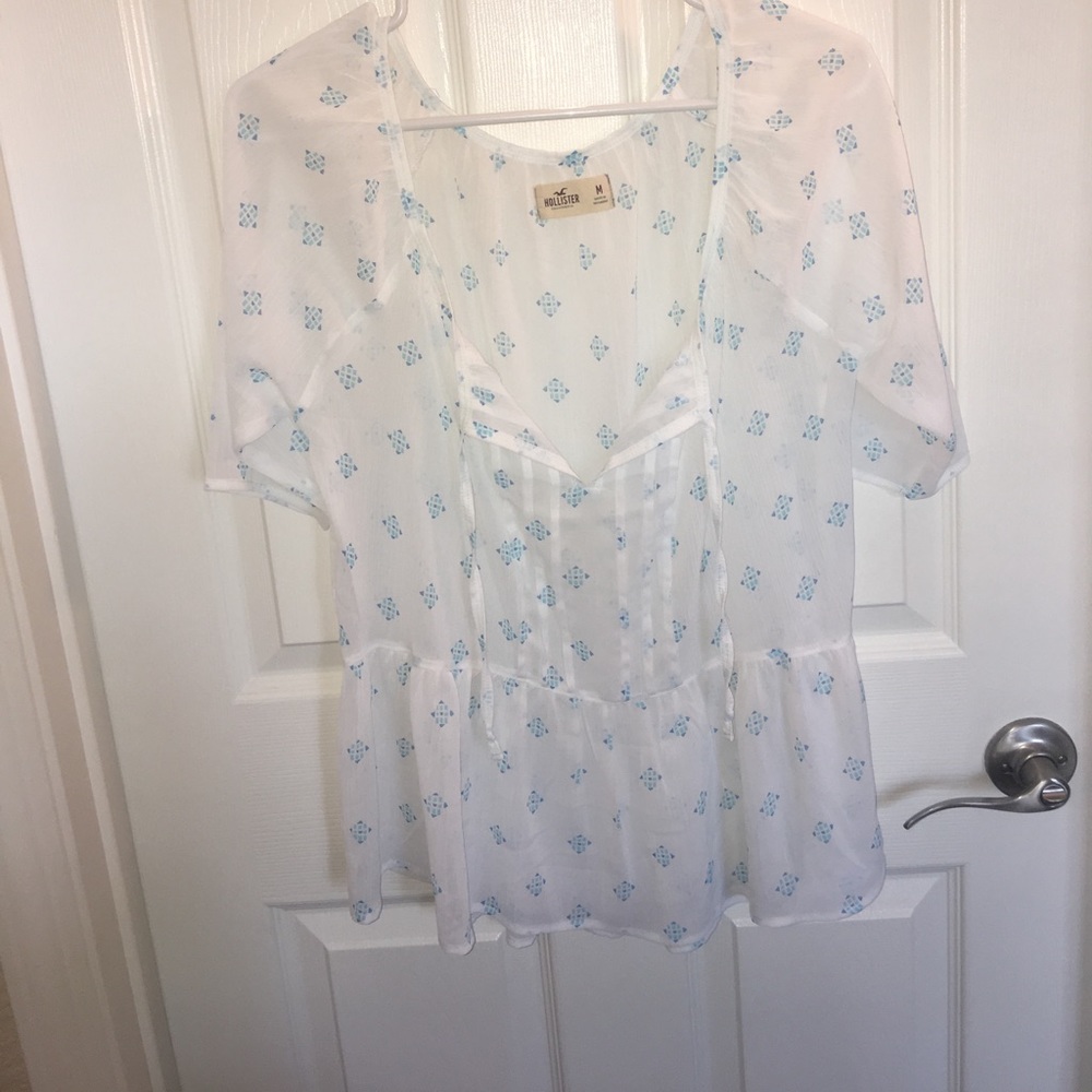 Hollister blue patterned chiffon shirt
