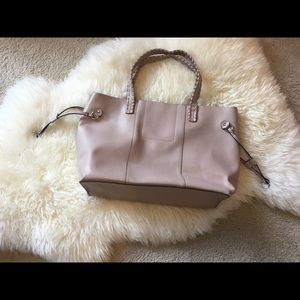 Real leather tote bag pink