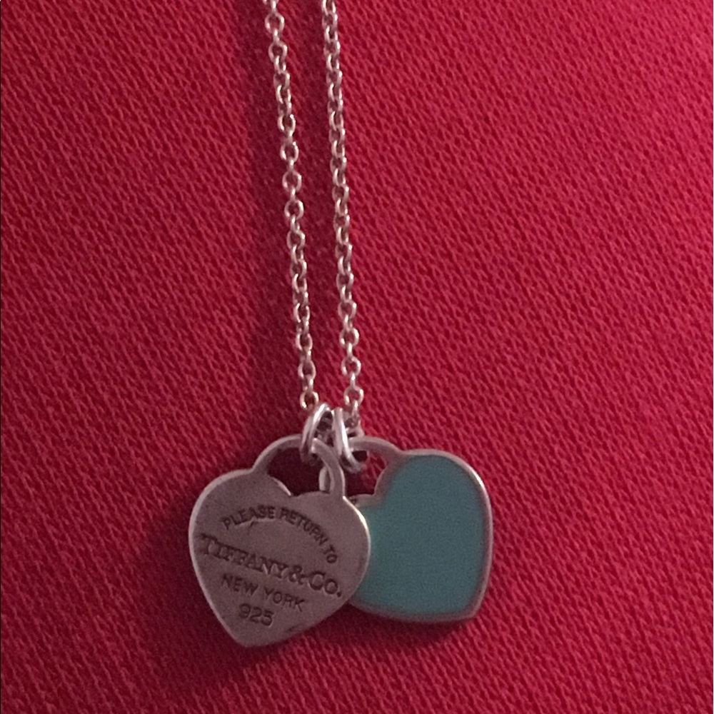 Tiffany double heart tag necklace