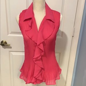 Sexy L Pink Ruffle Sleeveless Top NWT -Color Works