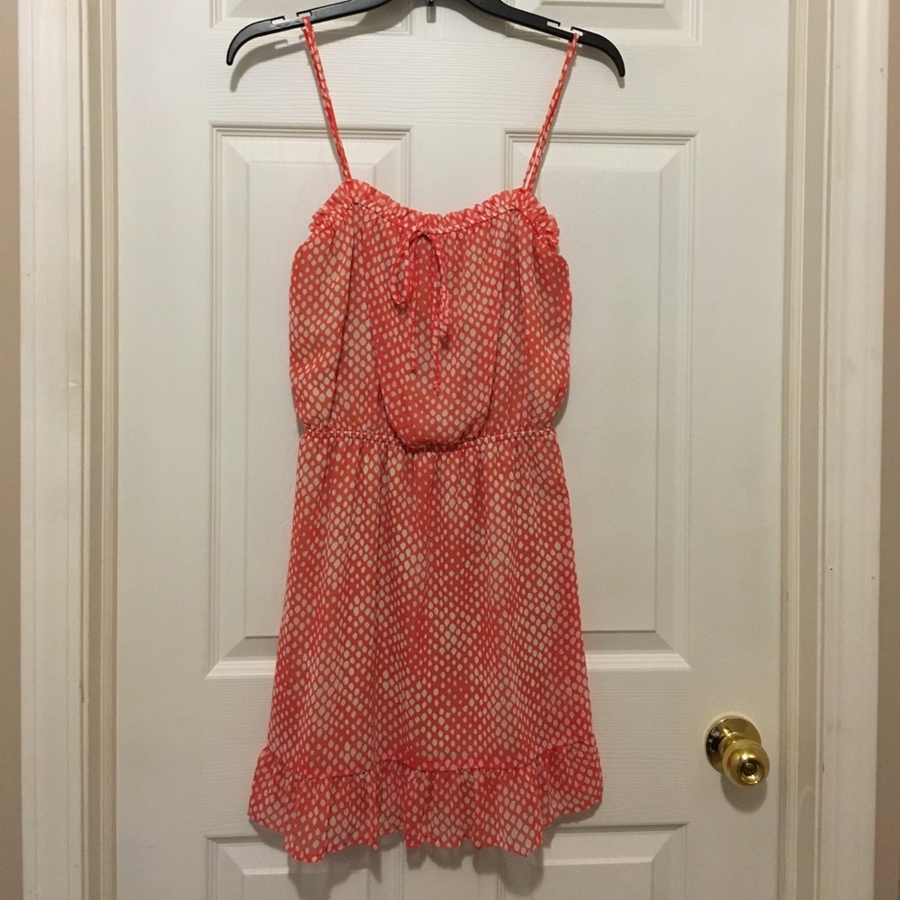 Ophelia coral and cream dress