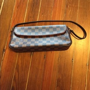Louis Vuitton Damier Ebene Canvas Leather Clutch