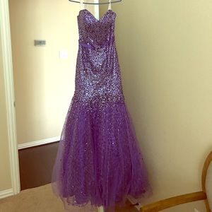 Tony Bowls stunning mermaid dress purple sequin AS