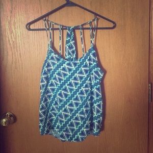 Blue and white pattern tank top