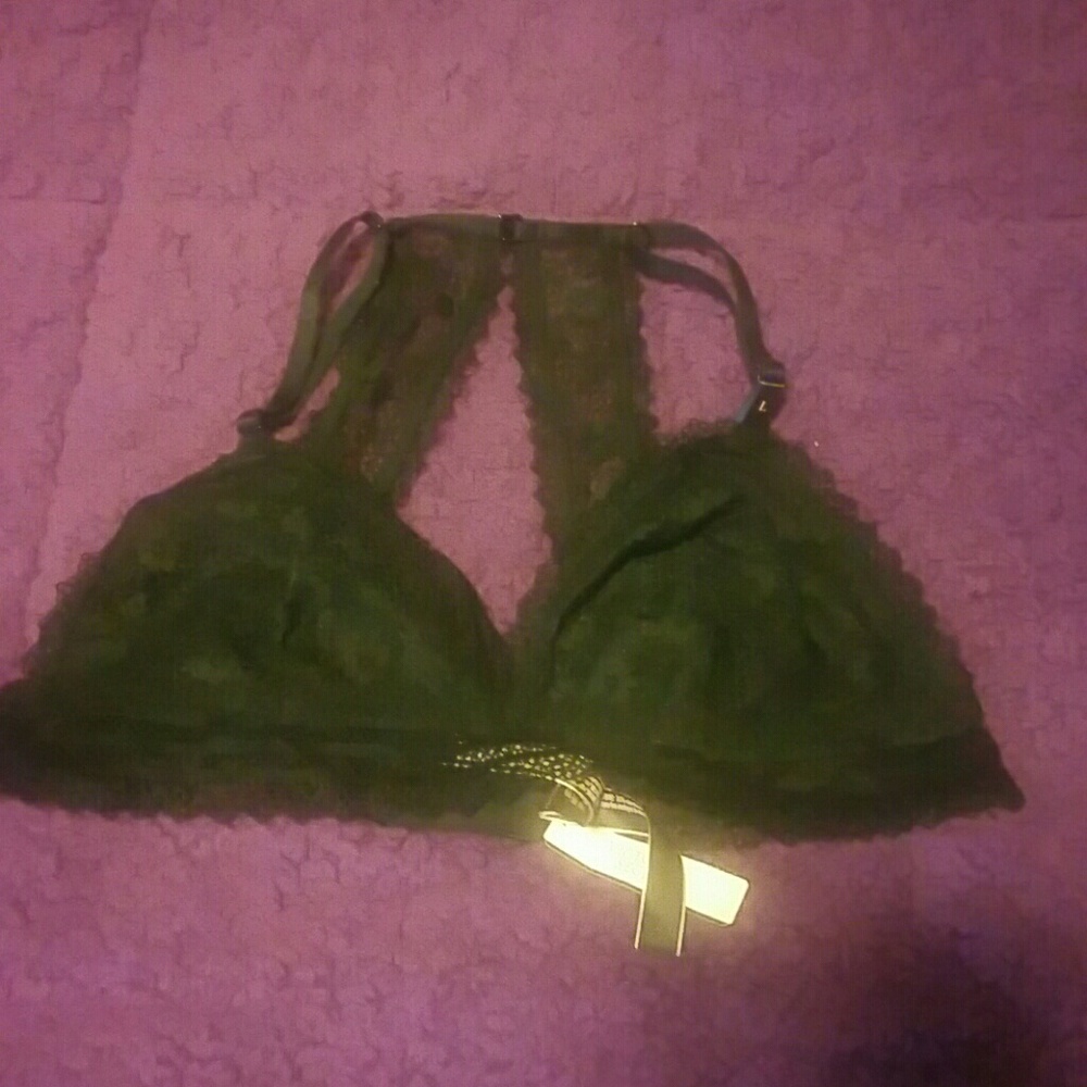 Victorias secret black lace razor back bralet.