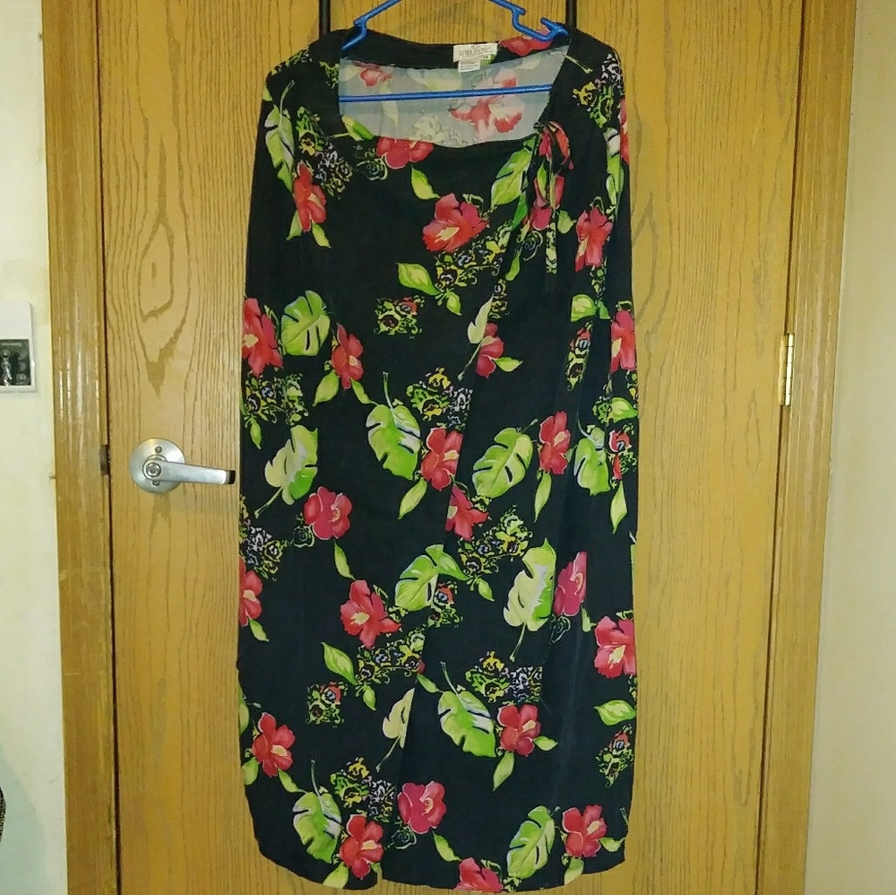 Vintage Island Republic Wrap Around Silk Skirt&Top