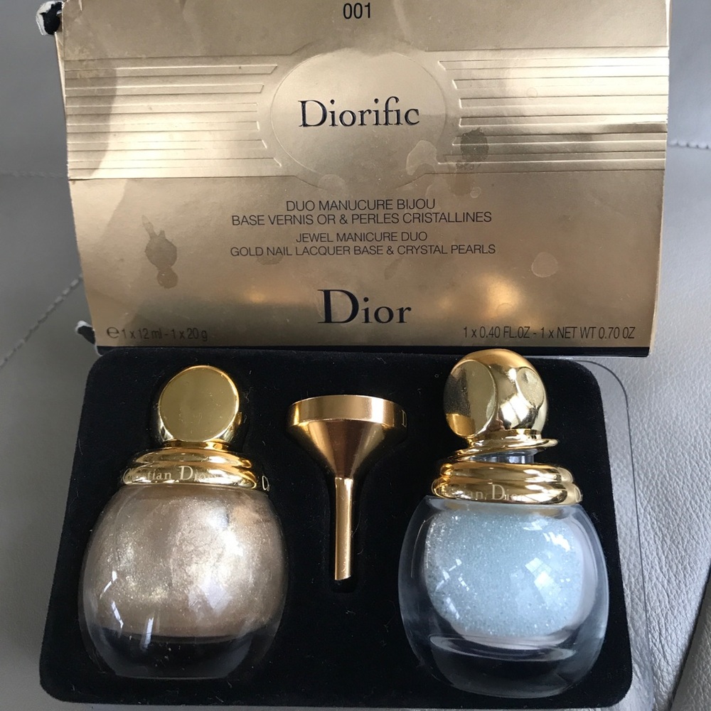 Dior gold nail polish with crystal beads
