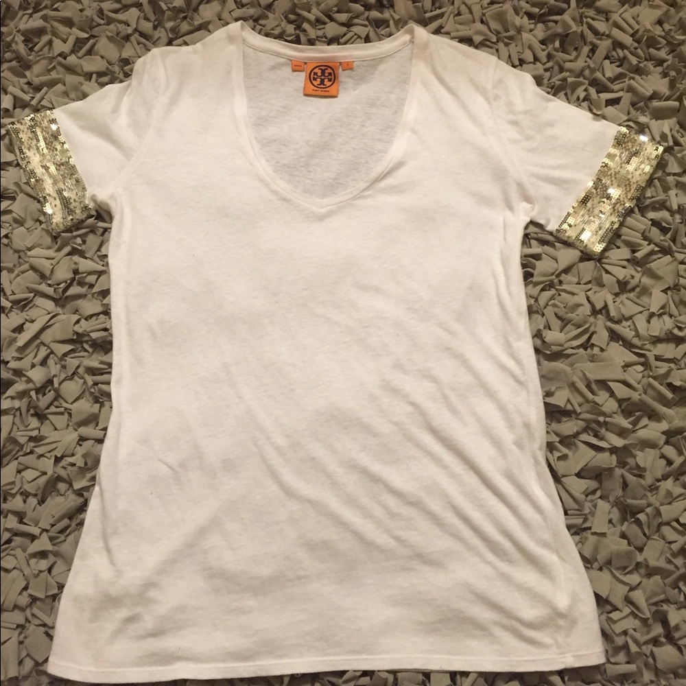 Tory Burch White sequin T shirt