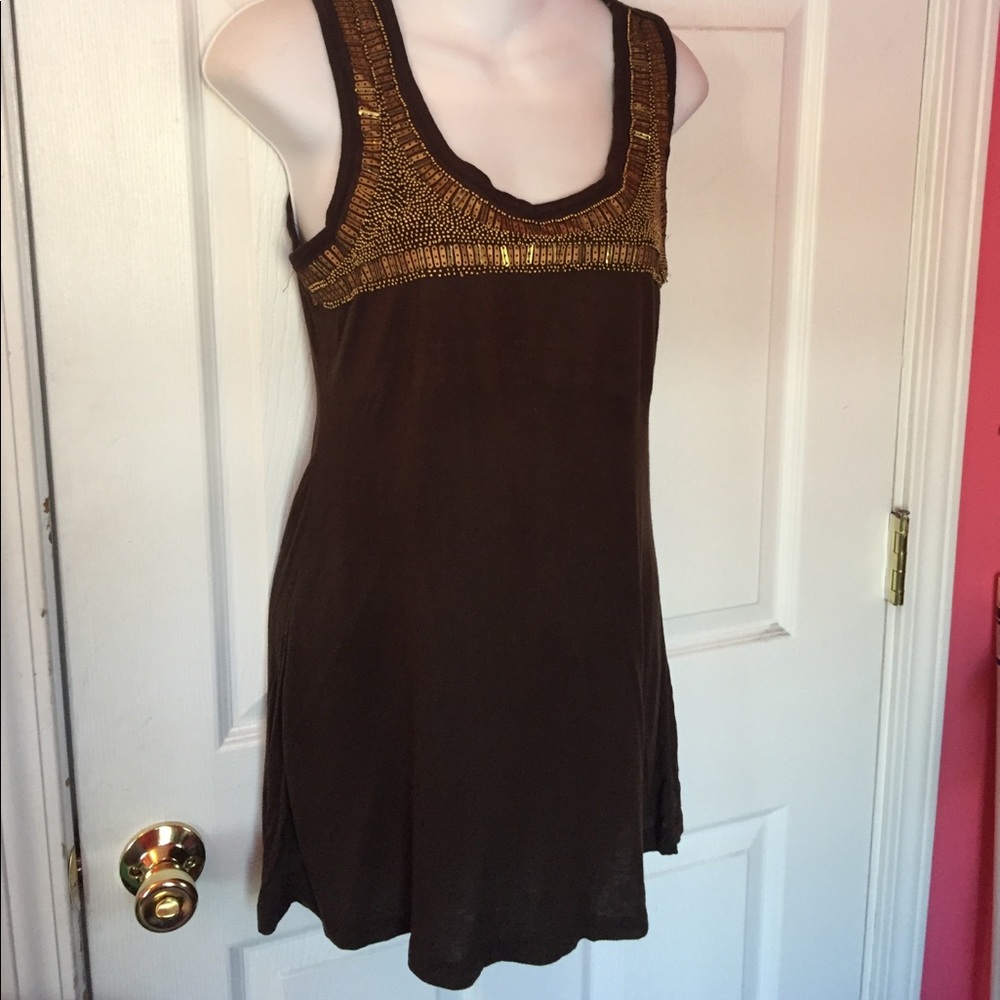 Long embellished bronze tank /dress BOGO
