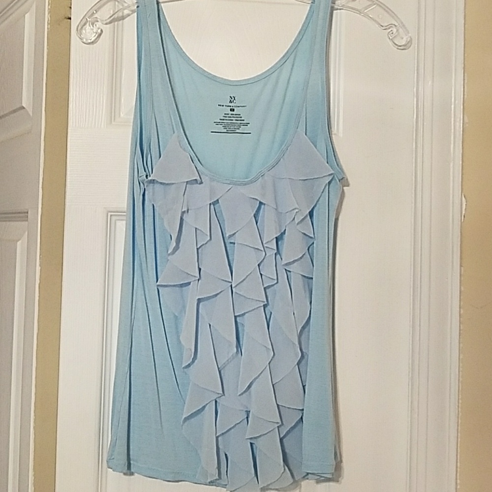 Blue Ruffled Tank