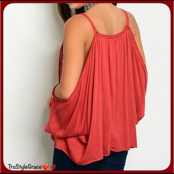 Last One ❣️ Embroidered Cold Shoulder Top - Picture 2 of 4