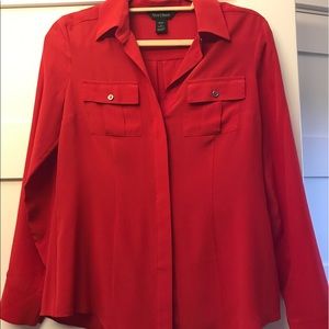 Red 100% silk dress blouseWhiteHouse Black Market