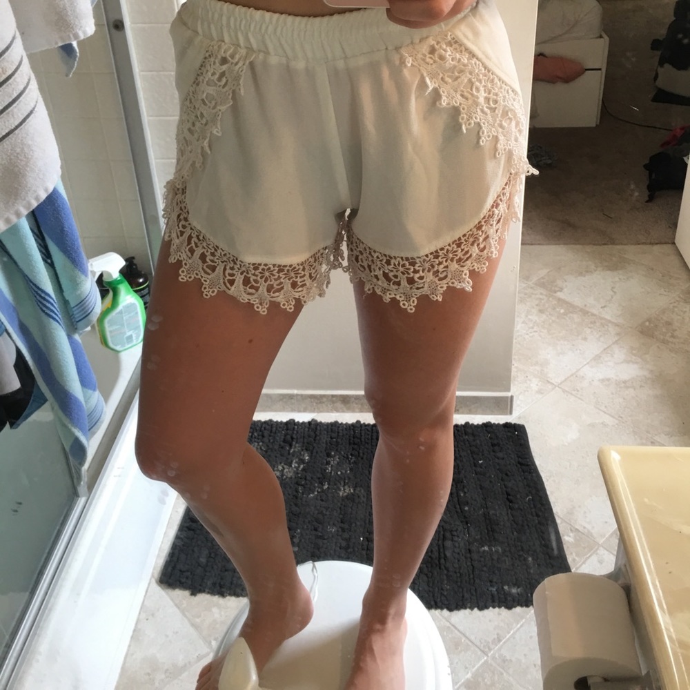 White loose flowy shorts