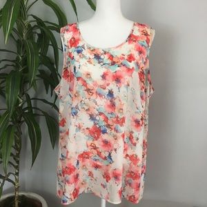Floral Long Hem Gauzy Blouse