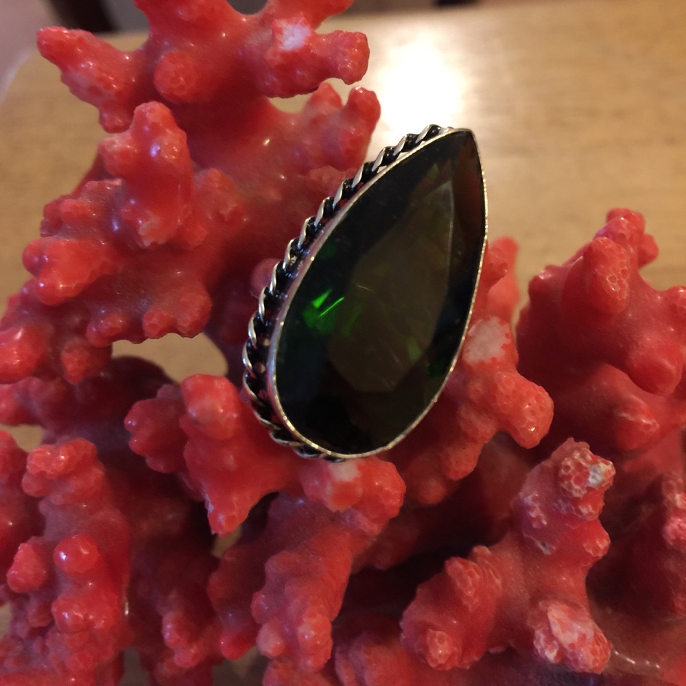 925 green Quartz ring