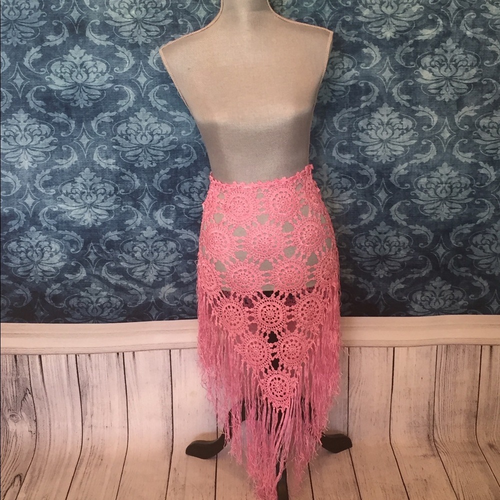 Pink crochet skirt
