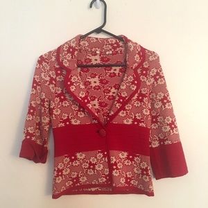 Floral cropped soft blazer