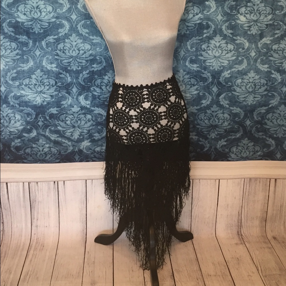 Black crochet skirt