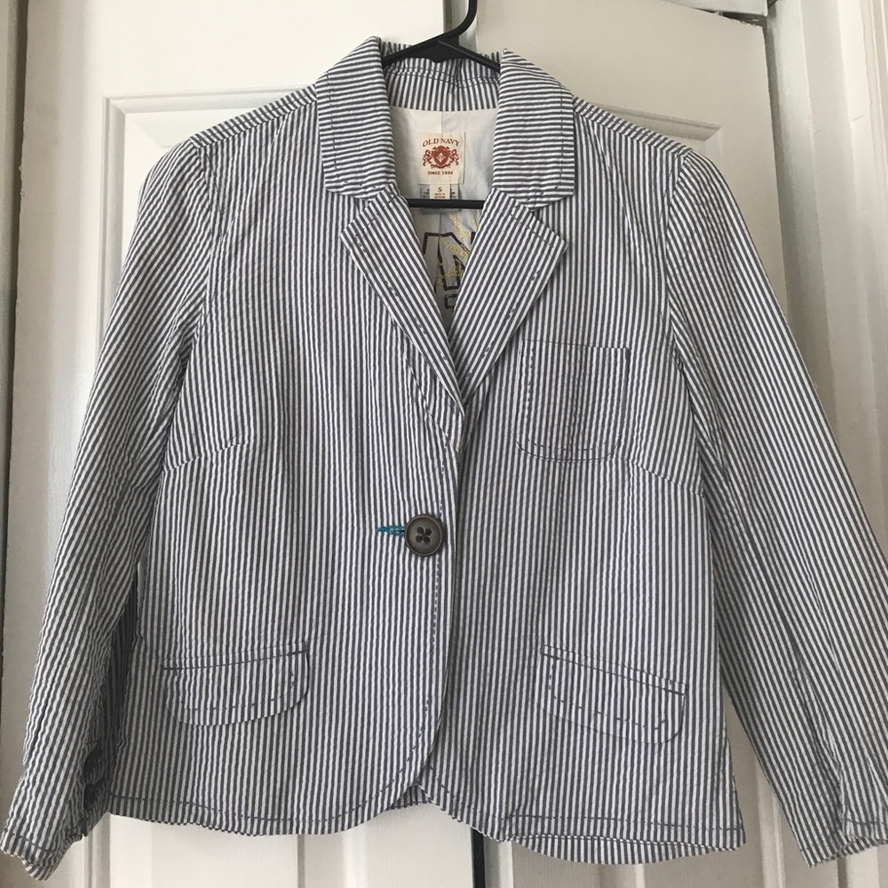 Blue & White Seersucker Blazer