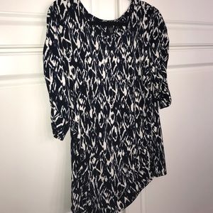 Black, navy and cream blouse