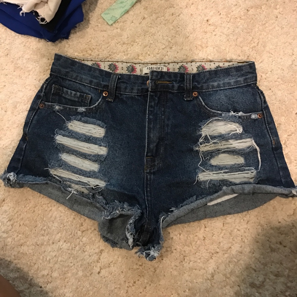 Ripped jean shorts