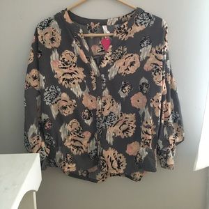 BRAND NEW W/TAGS Target Grey Floral Blouse