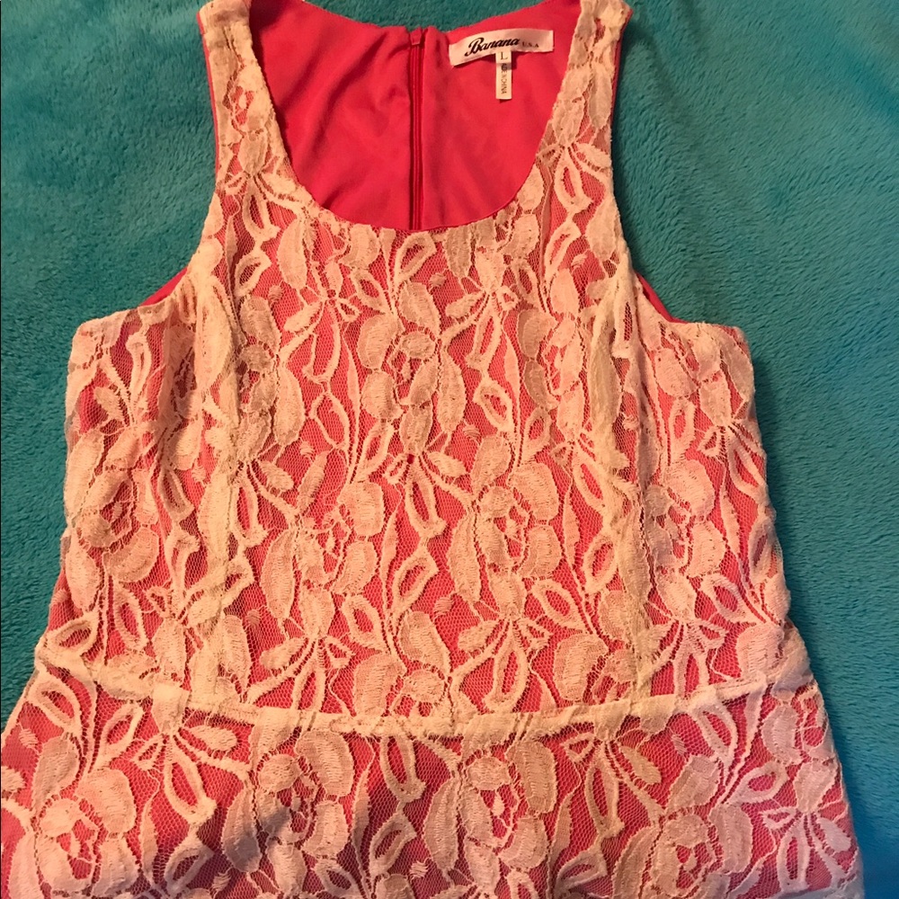 Hot pink lace peplum top