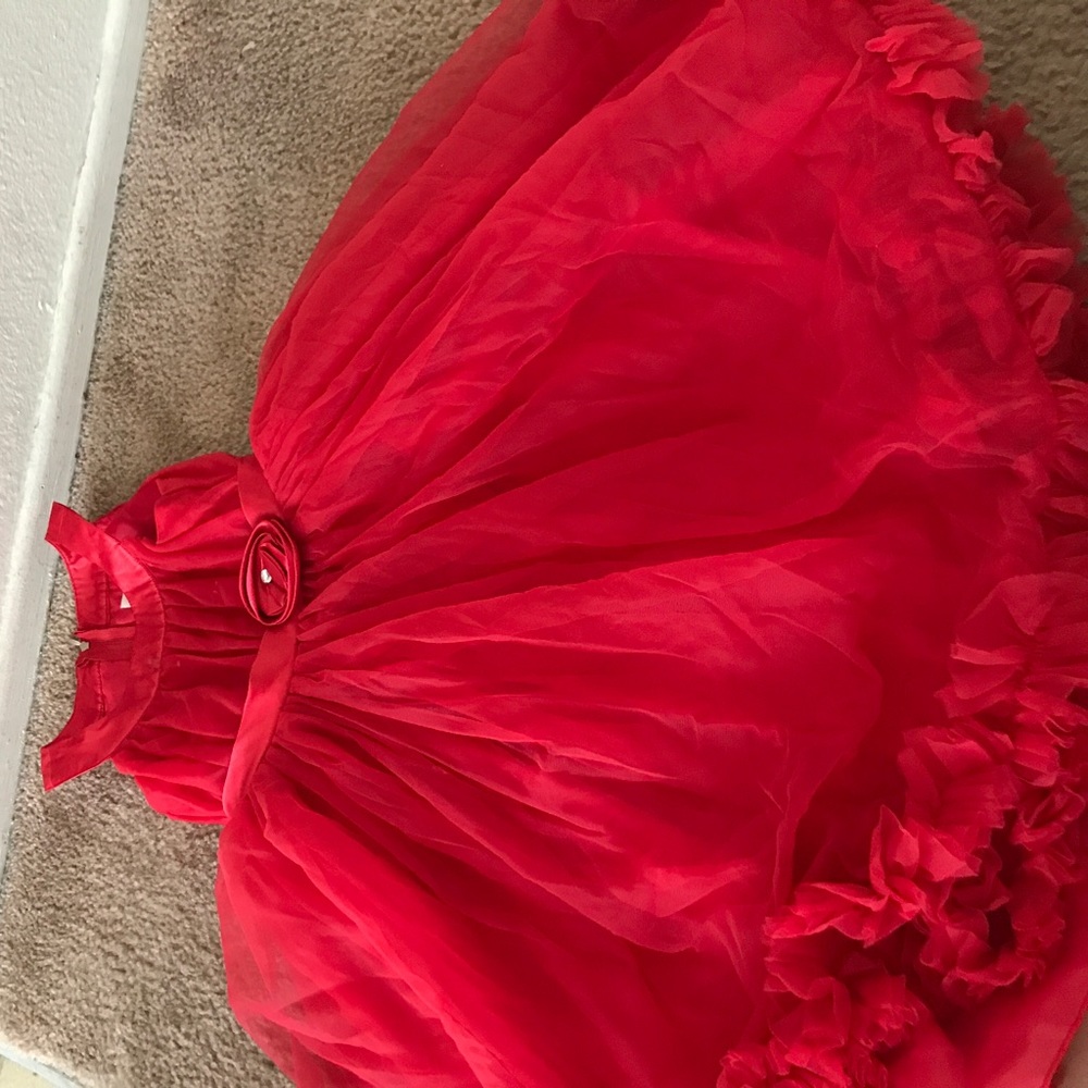 Red dress with flowers. Formal or causal.
