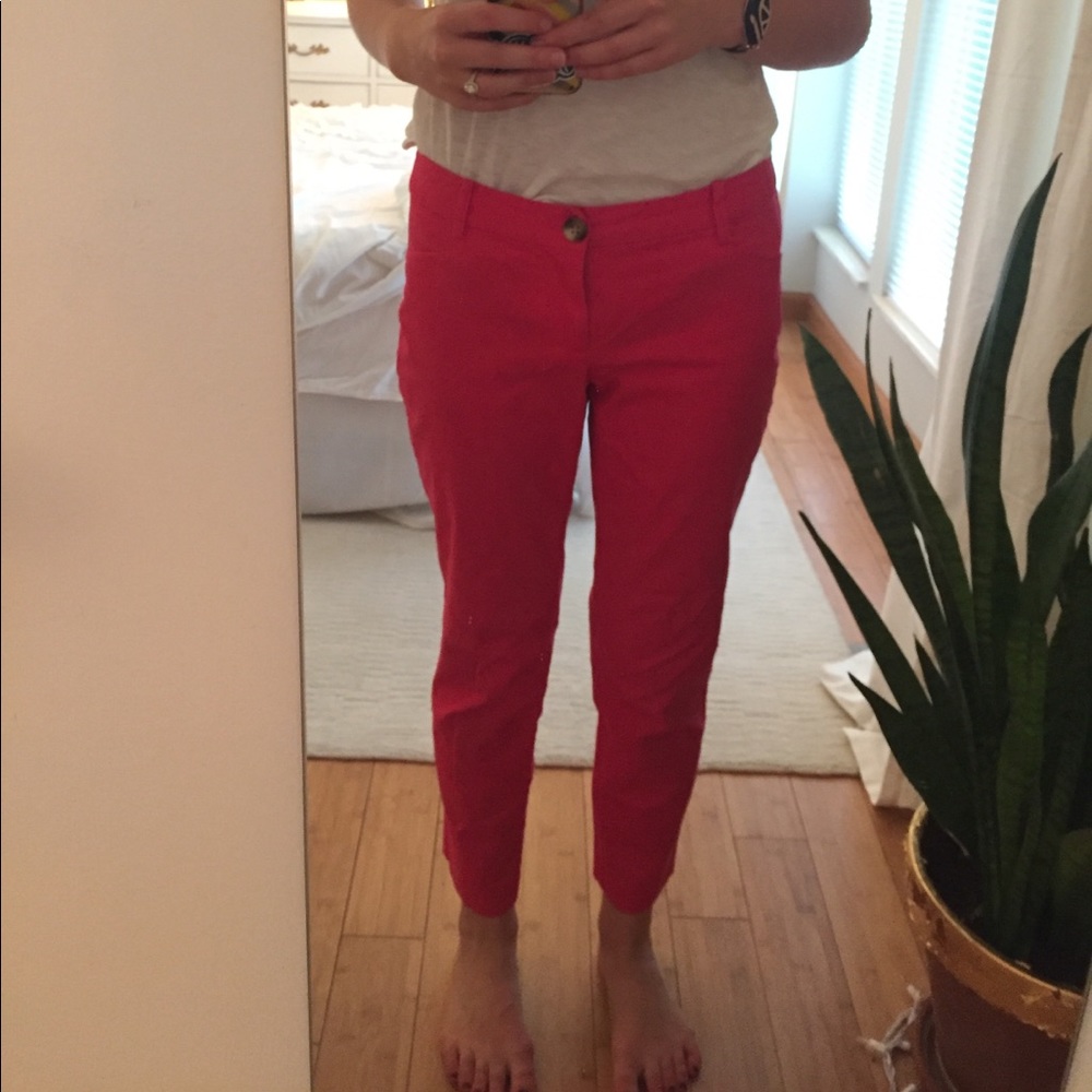 Magenta pink cropped gap chinos