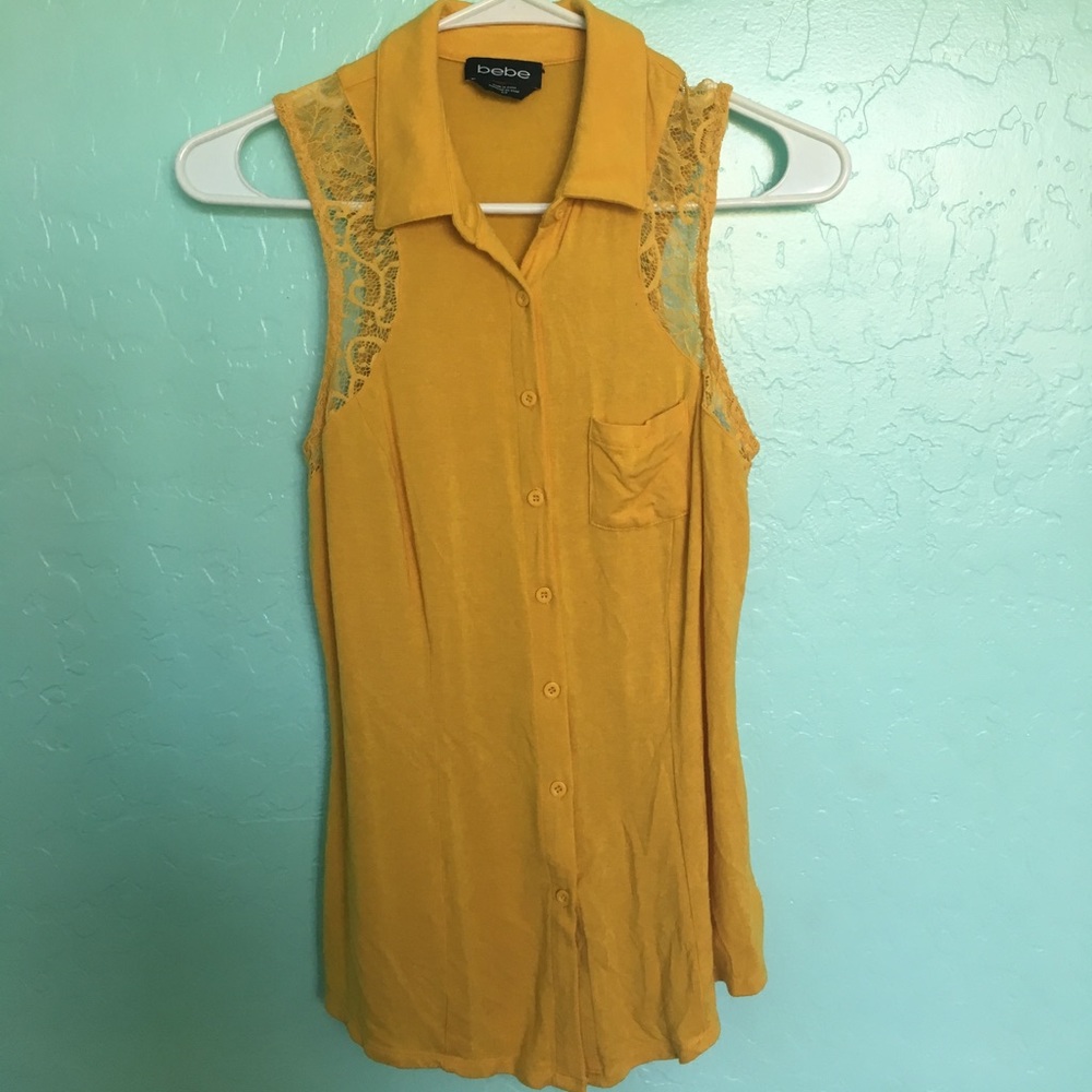 Bebe Yellow Sleeveless Top
