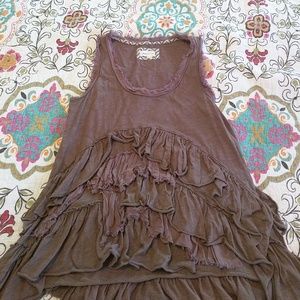 Brown ruffled top from Anthropologie