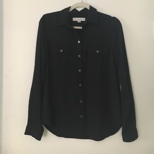 Loft Black Button Up Blouse