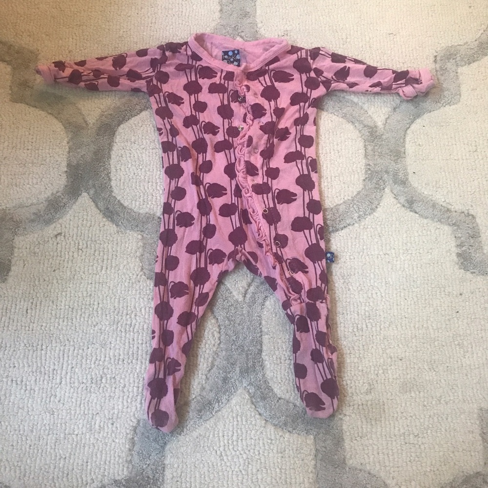 Kickee Pants Ruffle Footies - 3-6 months (flower)