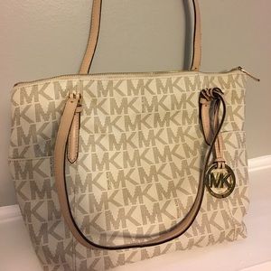 White MK logo Tote