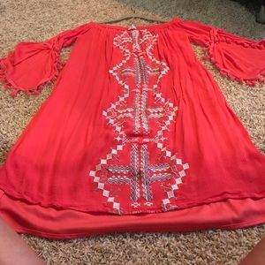 Coral Off Shoulder Dress