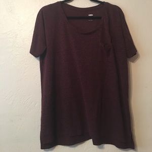 Old Navy Maroon Boyfriend Tee with Pocket