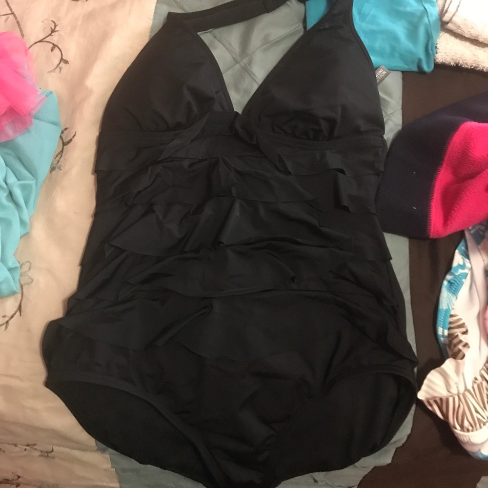 Kenneth Cole black one piece bathing suit